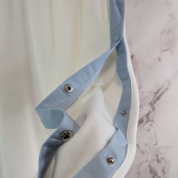 Yellow The Label Sweatpants Womens Large Tearaway White Blue Button Yllw Pants - Picture 14 of 16